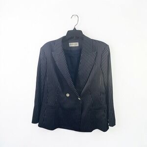 Brownstone Studio NY Navy Blue Pinstripe Double Breasted Blazer Jacket Size 16